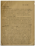 William Taft Letter Signed During WWI With Long Autograph Note Signed -- 5 Days After His Son Charlie Sailed Off to War, Taft Pens, ''I shall be anxious for 'those in peril on the sea' for some time''